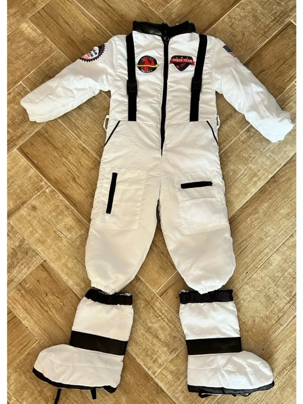 Halloween ASTRONAUT Costume CHILD Sz M(5-6) 3-Pc Belted SPACE TEAM Saturn Lunar